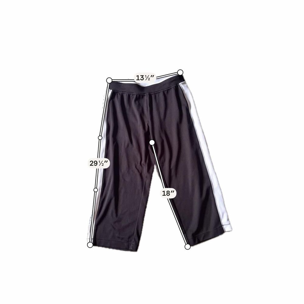 Made For Life Black Capri Athletic Pants White Side Stripe Small Y2K Sporty - Picture 2 of 6